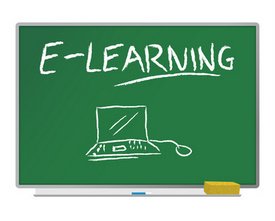 blackboard with e-learning written on it