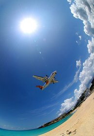 Travel, plane, beach, sky, tropics, holiday, vacation, flight,